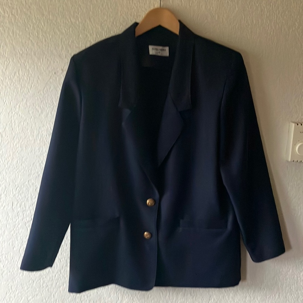 Alfred Dunner Polyester Navy Color Two Pockets 2 Buttons Blazer women's 14